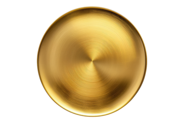 Round gold plate isolated on transparent background