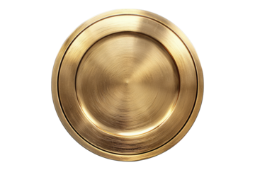 Round gold plate isolated on transparent background