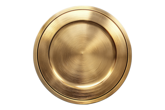 Round gold plate isolated on transparent background