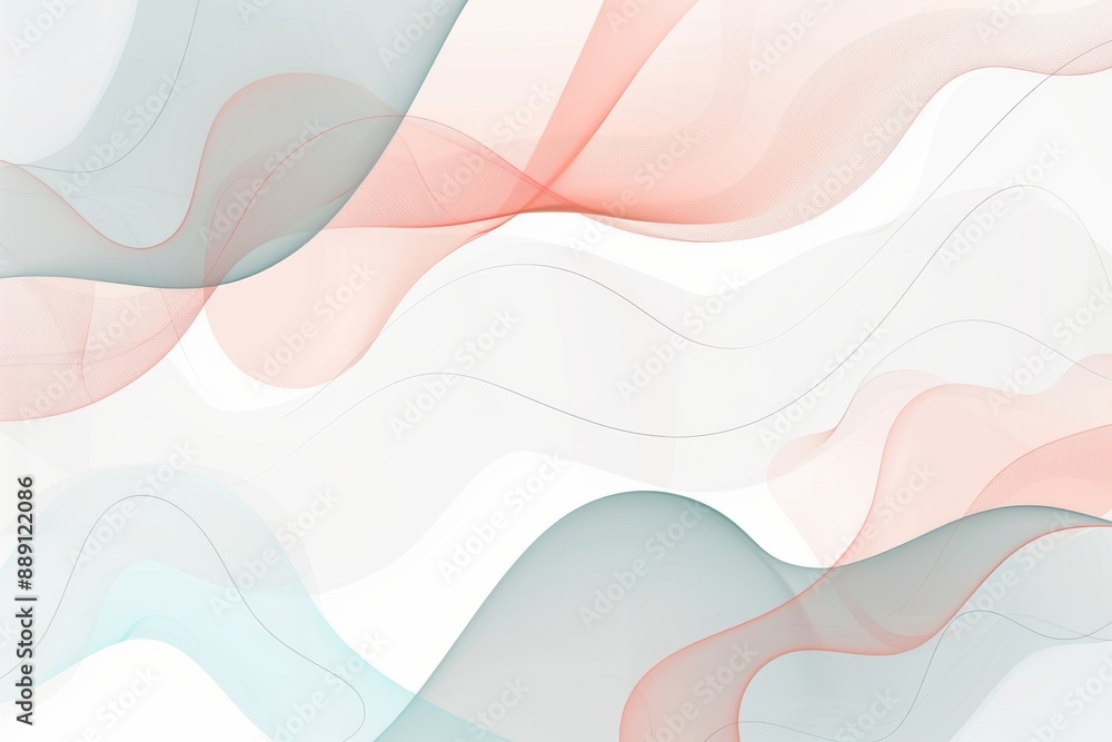 Poster soft abstract waves with pastel colors creating a calm and soothing background