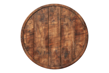 Round wooden table isolated on transparent background