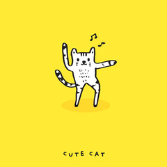 Cute cat doodle vector design,Cat hand drawn doodle cartoon,cat vector illustration for print, cute animal