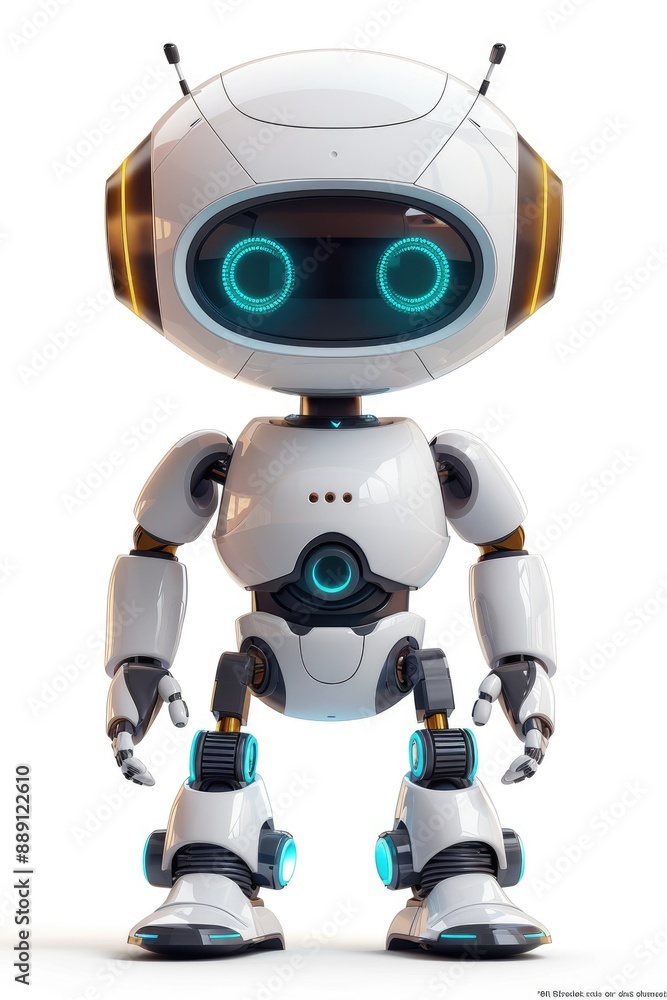 Aufkleber advanced humanoid robot with blue eyes in a futuristic setting