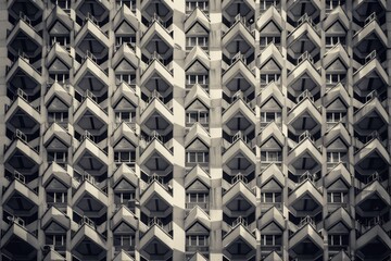 Fototapeta premium Balconies with railings in a multi-storey building. Beautiful simple AI generated image in 4K, unique.