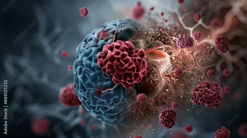 Poster close-up of neural network and brain synapses. conceptual image representing artificial intelligence
