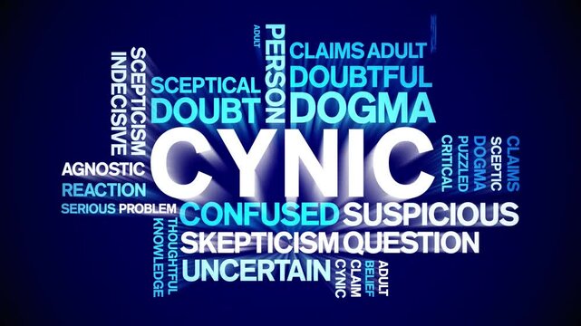 Cynic animated word cloud;text design animation tag kinetic typography seamless loop.
