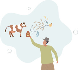 Biomass energy as alternative electricity production.flat design.illustration with people.