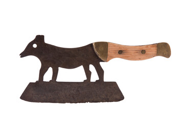 Antique figural fox cleaver isolated on white background with clipping path