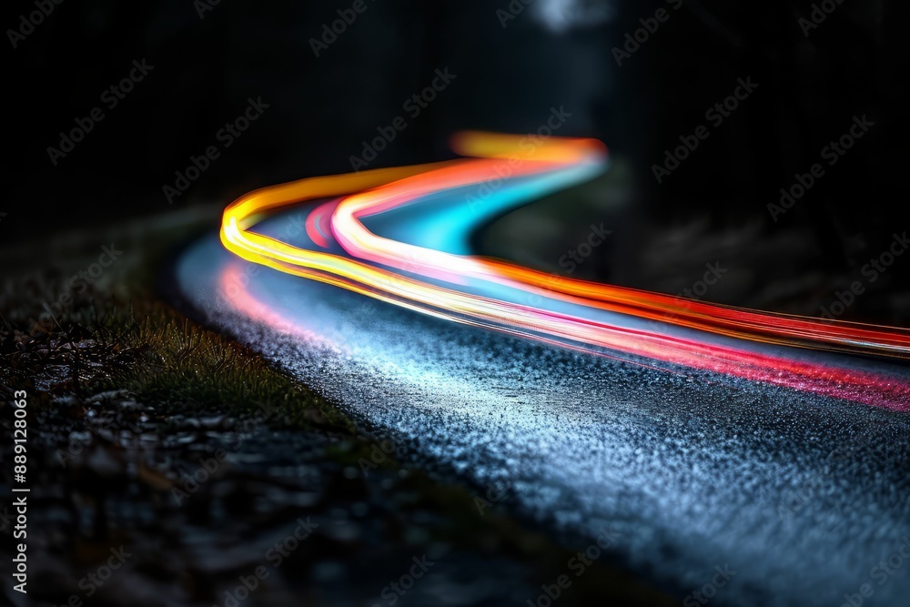Aufkleber abstract colorful light streaks on a dark background, creating a dynamic and energetic composition.