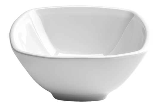 Square empty white bowl isolated on transparent background
