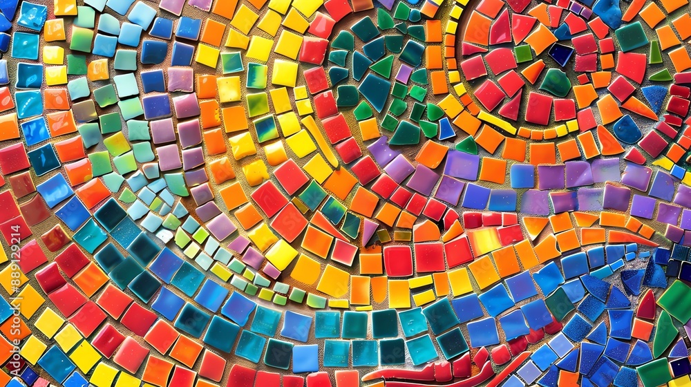 Poster a colorful mosaic pattern with a circular design.