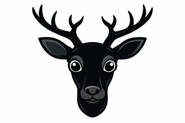 simple deer head black silhouette vector