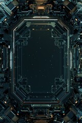 Fototapeta premium Cyber mechanical border with blank center, good for background 
