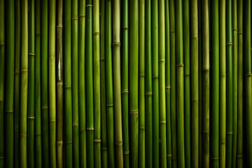 Processed collage of green bamboo fence surface texture. Background for banner, backdrop