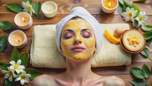 Mesmerizing close-up of a facial peeling mask, gently lifting dead skin cells, revealing radiant and refreshed complexion, spa ambience reflected.