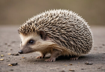 Obraz premium A sleepy hedgehog bathing in a shallow water dish. 