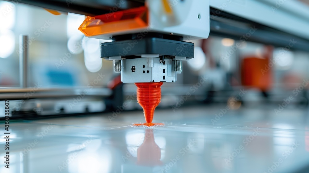 Poster close-up of a 3d printer as it prints an object with precision, detailing the advanced technology an