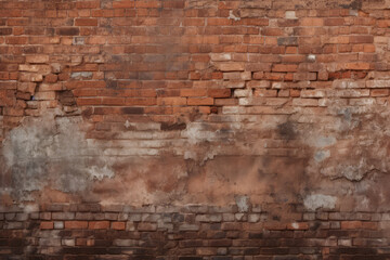 Processed collage of obsolete red brock masonry wall texture. Background for banner, backdrop