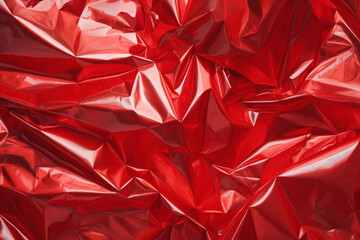 Processed collage of red plastic cellophane surface texture. Background for banner, backdrop