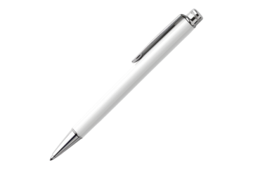 White ball point pen isolated on transparent background