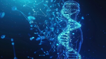 Digital Human with DNA Structure and Molecular Particles