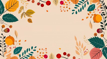 Obraz premium Autumnal Leaves Frame in Warm Tones