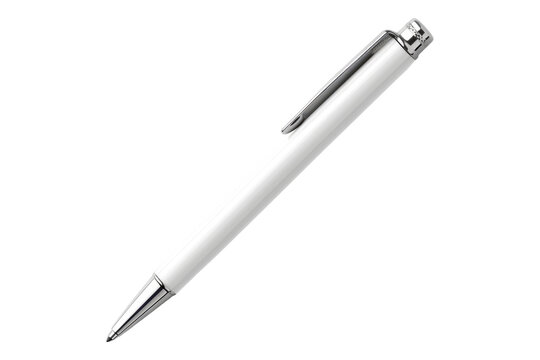 White ball point pen isolated on transparent background