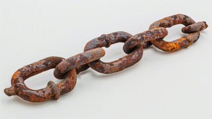 Aged rusty chain on a light background