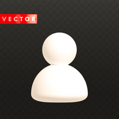Realistic 3d user icon. Human person plastic symbol isolated on transparent background. Social network profile badge, abstract business avatar for website profile. Vector illustration