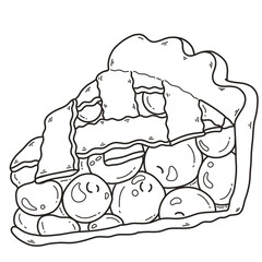 Cherry Pie Slice Black and White Hand Drawn 