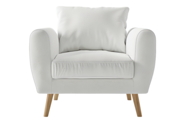 White modern armchair isolated on transparent background