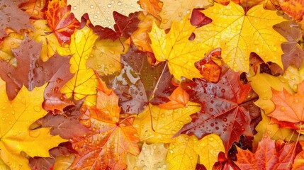 Fototapeta premium Autumn Leaves After Rain
