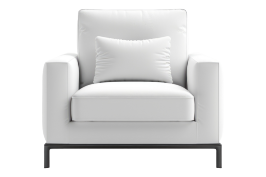 White modern armchair isolated on transparent background