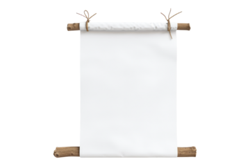 White paper sheet on wooden stick isolated on transparent background