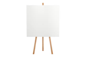 White paper sheet on wooden stick isolated on transparent background