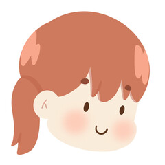 a cartoon girl with brown hair and a ponytail