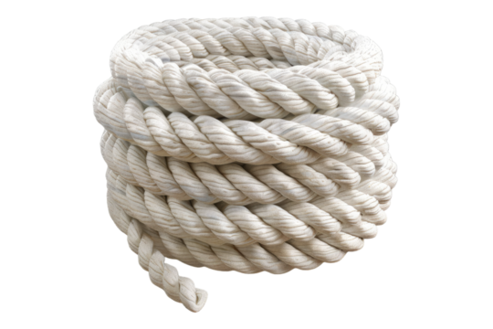 White rope roll isolated on transparent background