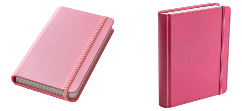 pink notebook set png. pink notebooks isolated. pink notebook png. hardcover notebook for back to school concept png. school and stationery supply. classroom essentials isolated. notebook top view png