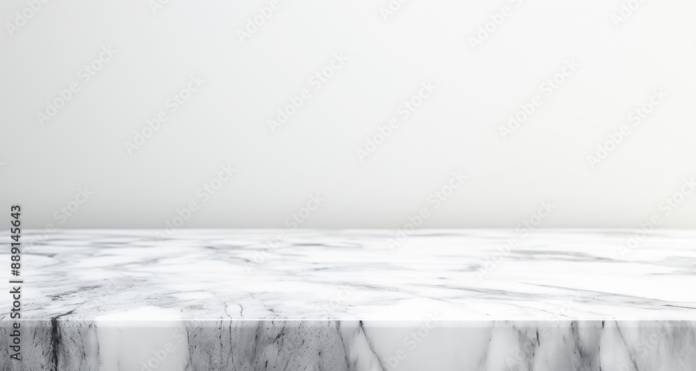 Poster White empty marble table background and soft light. Empty copy space table mock up for product placement and text, empty white background