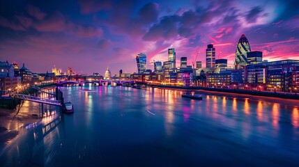 city at sunset over the thames in london 