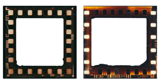 Вlank film strip frame isolated on white.
