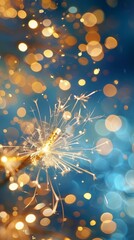 Blue and gold Abstract background and bokeh on New Year's Eve.