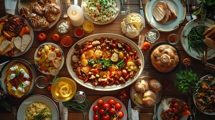 A Table Set for a Delicious Meal -  Illustration