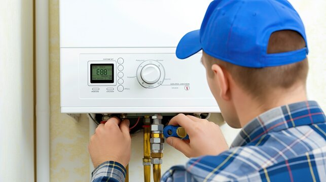 A Technician Works on a Boiler