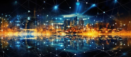 Obraz premium Cityscape Illuminated by a Network of Lights