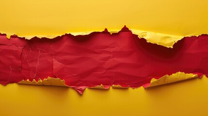 Ripped red paper with yellow background for text