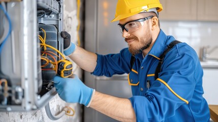 Technician Working on Electrical Panel in Home