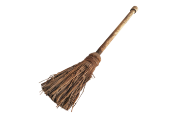 Wooden broom isolated on transparent background
