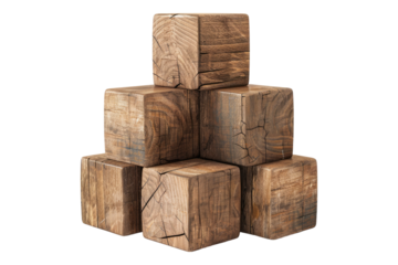 Wooden cubes isolated on transparent background