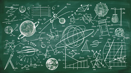 Fototapeta premium formulas on blackboard